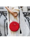 Фото Круглая кожаная женская сумочка Tablet красная